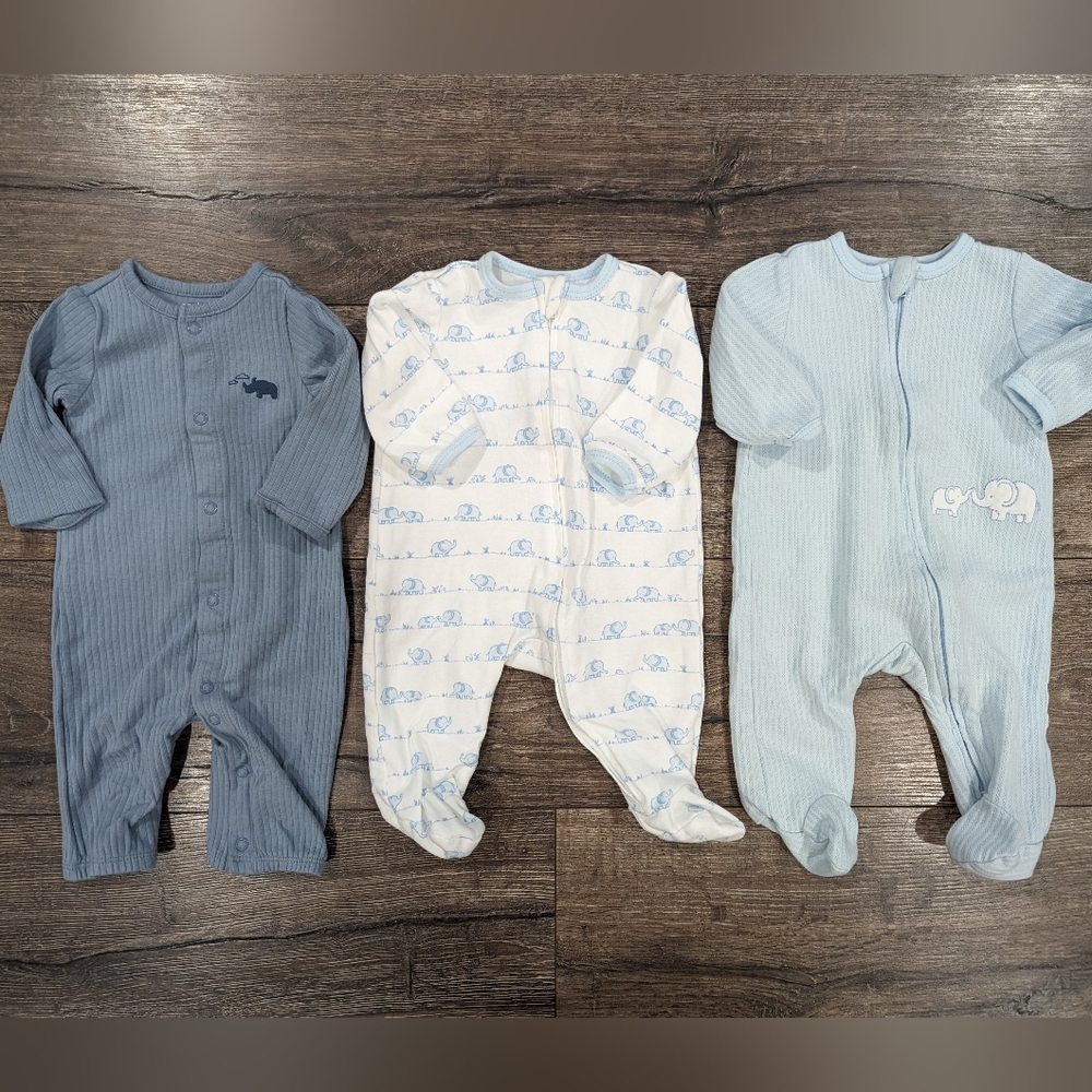 3 Month Baby Boy Bundle Blue Pajamas Sleep & Play Romper  Carter's Little Me